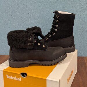 Timberland 6" Women's Mid Boot Roll Fold-Down Teddy Fleece 6.5